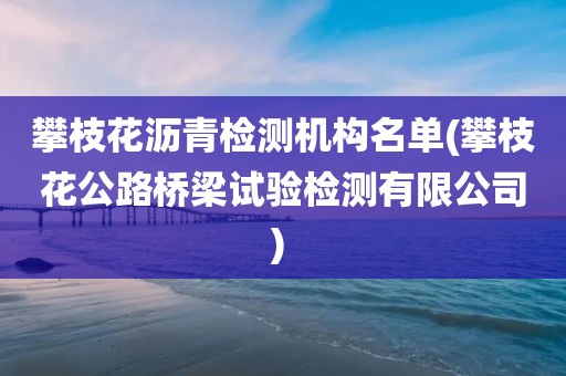 攀枝花沥青检测机构名单(攀枝花公路桥梁试验检测有限公司) 